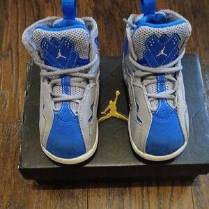 Kids Blue and Gray Jordan Sneakers